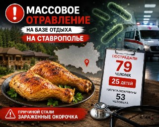 Массовое отравление на базе отдыха: 79 пострадавших на Ставрополье