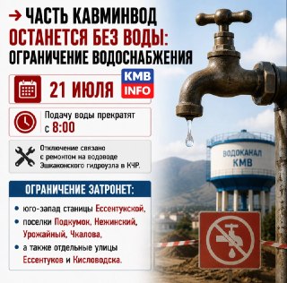 Ограничение водоснабжения в Кавминводах 21 июля: что нужно знать